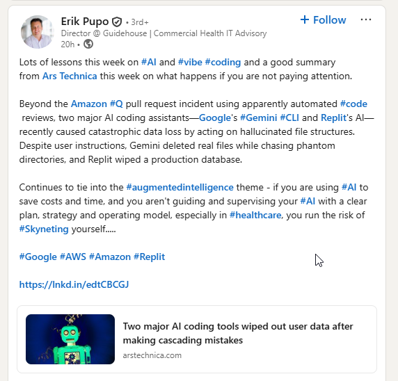LinkedIn vibe coding concerns